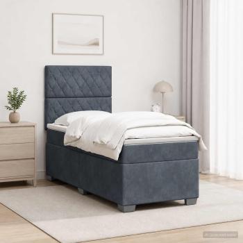 Boxspringbett mit Matratze Dunkelgrau 90 x 200 cm Samt