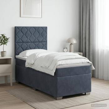 ARDEBO.de - Boxspringbett mit Matratze Dunkelgrau 90 x 200 cm Samt