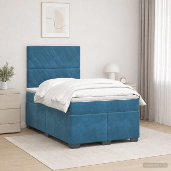 Boxspringbett mit Matratze mit Kopfteil Blau 120 x 190 cm Samt