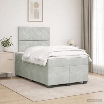Boxspringbett mit Matratze Hellgrau 120 x 190 cm Samt