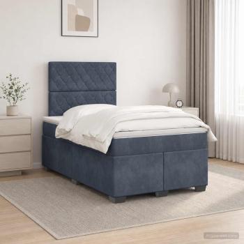 Boxspringbett mit Matratze Dunkelgrau 120 x 200 cm Samt