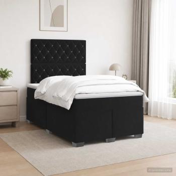 Boxspringbett mit Matratze Schwarz 120 x 200 cm Samt