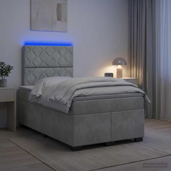 ARDEBO.de - Boxspringbett mit Matratze Hellgrau 120 x 200 cm Samt