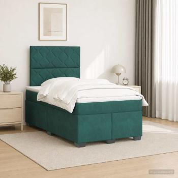 ARDEBO.de - Boxspringbett mit Matratze Dunkelgrün 120 x 200 cm Samt