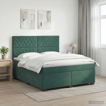 Boxspringbett mit Matratze Dunkelgrün 140 x 190 cm Samt