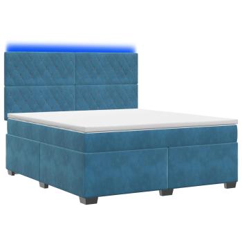 Boxspringbett mit Matratze mit Kopfteil Blau 140 x 190 cm Samt