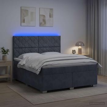 ARDEBO.de - Boxspringbett mit Matratze Dunkelgrau 140 x 190 cm Samt