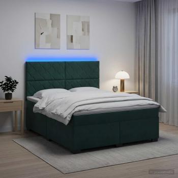 ARDEBO.de - Boxspringbett mit Matratze Dunkelgrün 140 x 190 cm Samt
