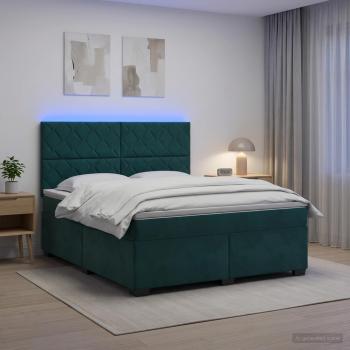 Boxspringbett mit Matratze Dunkelgrün 140 x 190 cm Samt