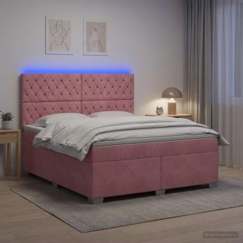 Boxspringbett mit Matratze mit Kopfteil Rosa 140 x 200 cm Samt