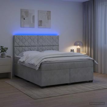 ARDEBO.de - Boxspringbett mit Matratze Hellgrau 140 x 200 cm Samt