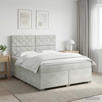 Boxspringbett mit Matratze Hellgrau 140 x 200 cm Samt