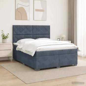 Boxspringbett mit Matratze Dunkelgrau 140 x 200 cm Samt
