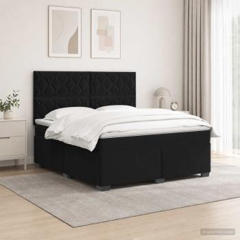 Boxspringbett mit Matratze Schwarz 140 x 200 cm Samt