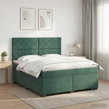 Boxspringbett mit Matratze Dunkelgrün 160 x 200 cm Samt