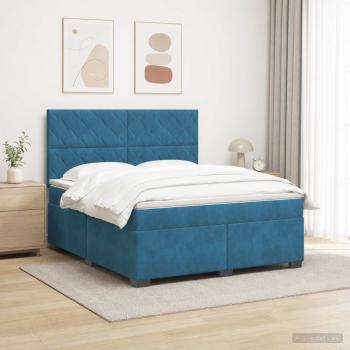 ARDEBO.de - Boxspringbett mit Matratze mit Kopfteil Blau 160 x 200 cm Samt