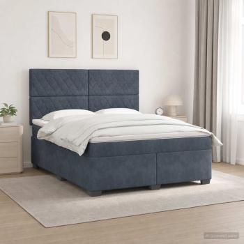Boxspringbett mit Matratze Dunkelgrau 180 x 200 cm Samt