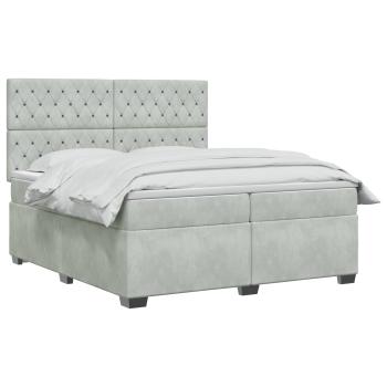 Boxspringbett mit Matratze Hellgrau 200 x 200 cm Samt