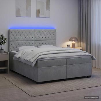 Boxspringbett mit Matratze Hellgrau 200 x 200 cm Samt