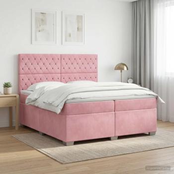 ARDEBO.de - Boxspringbett mit Matratze mit Kopfteil Rosa 200 x 200 cm Samt