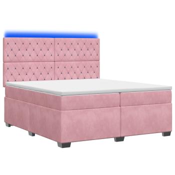 Boxspringbett mit Matratze mit Kopfteil Rosa 200 x 200 cm Samt