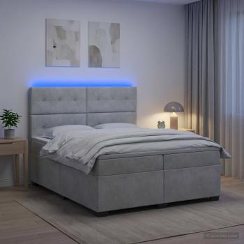 ARDEBO.de - Boxspringbett mit Matratze Hellgrau 200 x 200 cm Samt