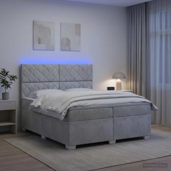 ARDEBO.de - Boxspringbett mit Matratze Hellgrau 200 x 200 cm Samt