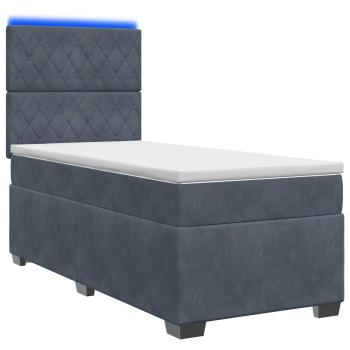 Boxspringbett mit Matratze und LED Dunkelgrau 90 x 190 cm Samt