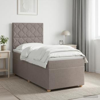 ARDEBO.de - Boxspringbett mit Matratze mit Kopfteil Taupe 90 x 200 cm Stoff