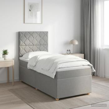 ARDEBO.de - Boxspringbett mit Matratze Hellgrau 100 x 200 cm Stoff