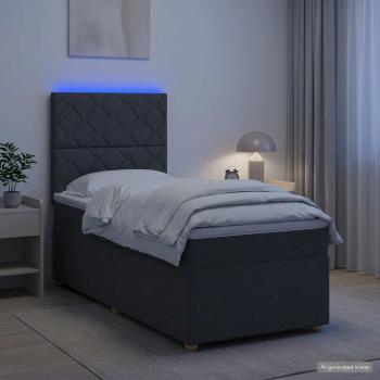 ARDEBO.de - Boxspringbett mit Matratze Dunkelgrau 100 x 200 cm Stoff