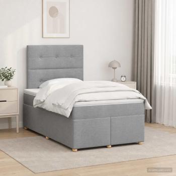 Boxspringbett mit Matratze Hellgrau 120 x 190 cm Stoff
