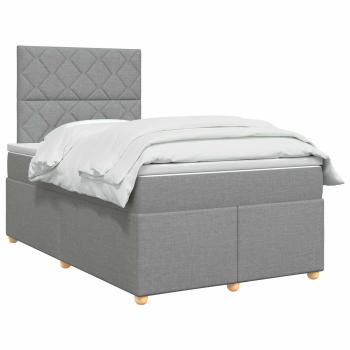 Boxspringbett mit Matratze Hellgrau 120 x 190 cm Stoff