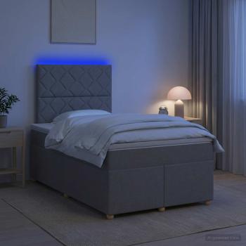 ARDEBO.de - Boxspringbett mit Matratze Hellgrau 120 x 200 cm Stoff