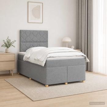 Boxspringbett mit Matratze Hellgrau 120 x 200 cm Stoff