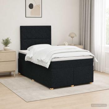 ARDEBO.de - Boxspringbett mit Matratze Schwarz 120 x 200 cm Stoff