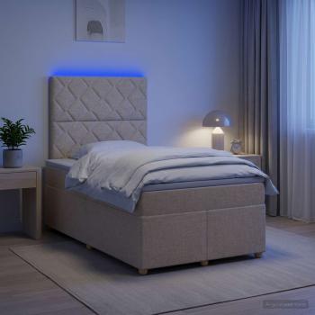 ARDEBO.de - Boxspringbett mit Matratze Creme 120 x 200 cm Stoff