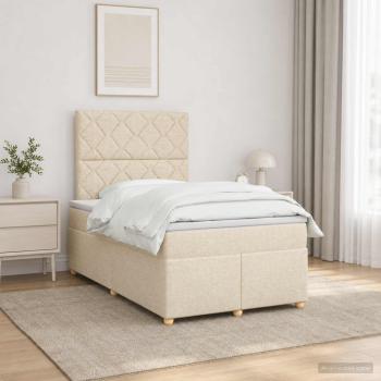 Boxspringbett mit Matratze Creme 120 x 200 cm Stoff