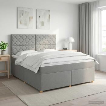 Boxspringbett mit Matratze Hellgrau 160 x 200 cm Stoff