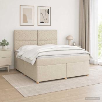 ARDEBO.de - Boxspringbett mit Matratze Creme 160 x 200 cm Stoff