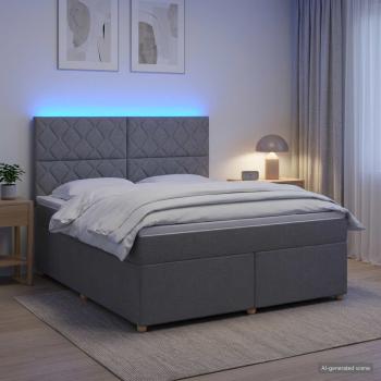 ARDEBO.de - Boxspringbett mit Matratze Hellgrau 180 x 200 cm Stoff
