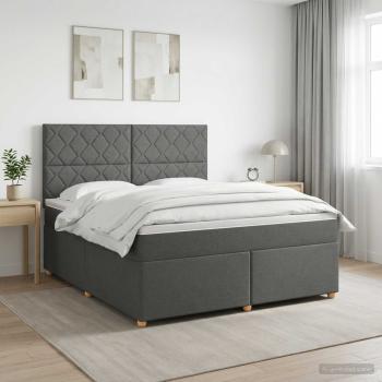 Boxspringbett mit Matratze Dunkelgrau 180 x 200 cm Stoff