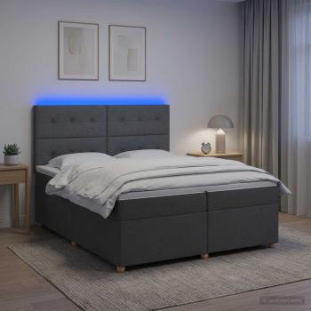 ARDEBO.de - Boxspringbett mit Matratze Dunkelgrau 200 x 200 cm Stoff