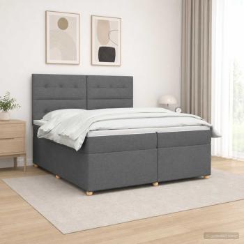 Boxspringbett mit Matratze Dunkelgrau 200 x 200 cm Stoff