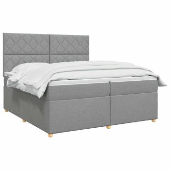 Boxspringbett mit Matratze Hellgrau 200 x 200 cm Stoff