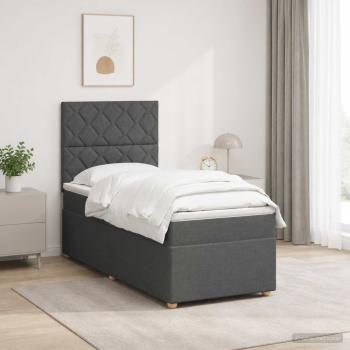 LED Boxspringbett mit Matratze Dunkelgrau 90 x 190 cm Stoff