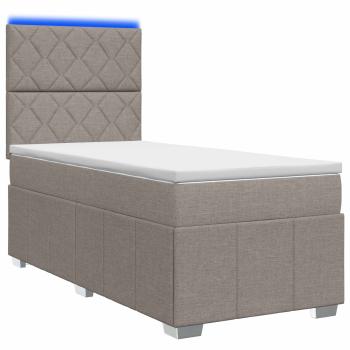 LED Boxspringbett mit Matratze Taupe 100 x 200 cm Stoff