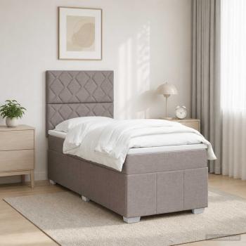 LED Boxspringbett mit Matratze Taupe 100 x 200 cm Stoff