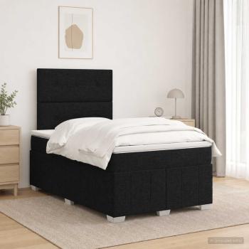 LED Boxspringbett mit Matratze Schwarz 120 x 190 cm Stoff