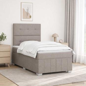 ARDEBO.de - LED Boxspringbett mit Matratze Taupe 120 x 190 cm Stoff